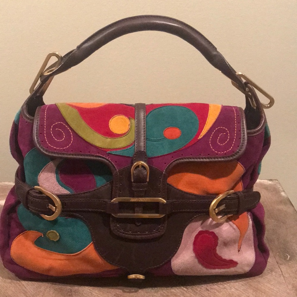 Jimmy Choo RARE Tulita JC7 Patchwork Suede Bag